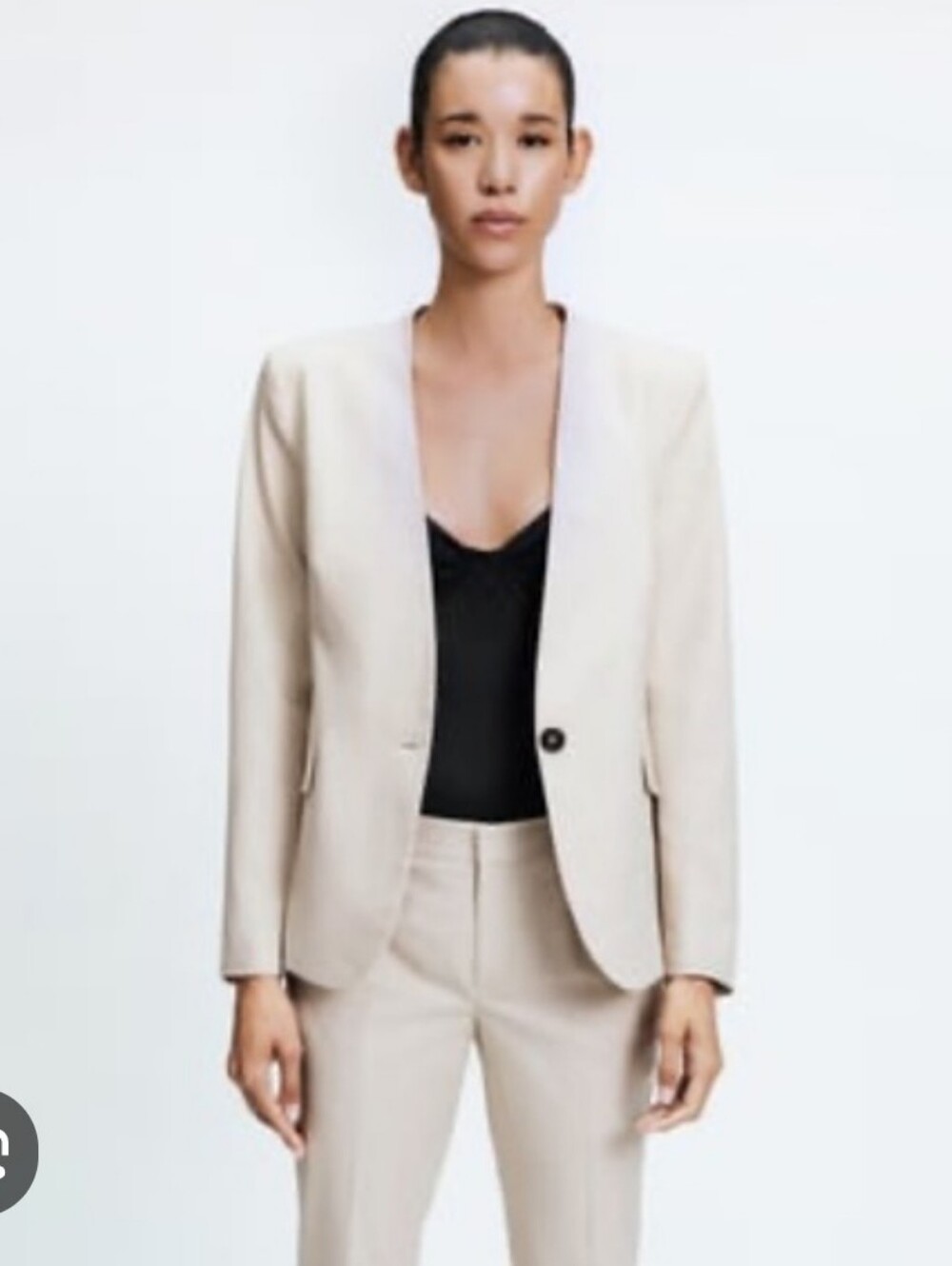 DKNY Single-Button Blazer Beige Size 8